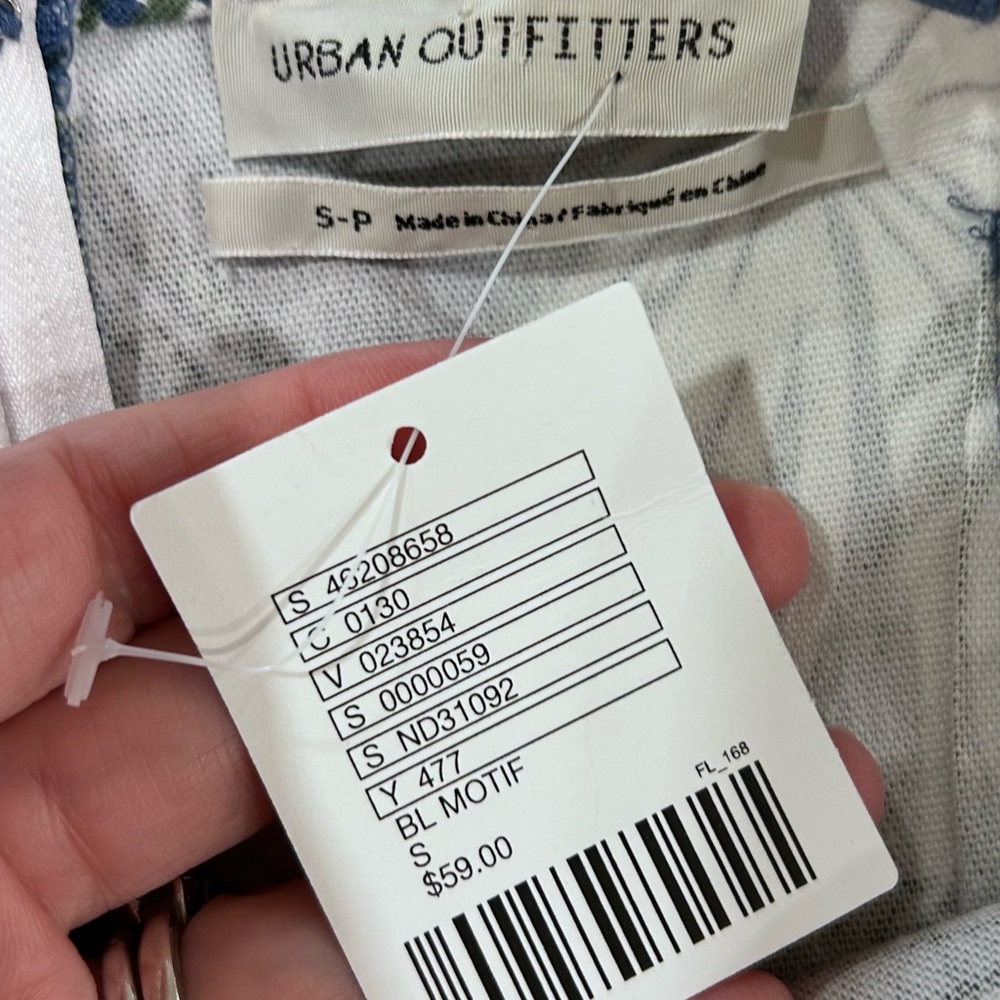 NWT Urban Outfitters Blue Tropical Palm Print Mini Slip Dress Size S - Picture 5 of 5